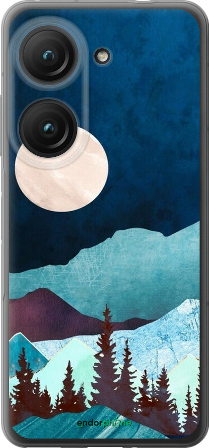Силиконовый чехол Горная идиллия ночной пейзаж для Asus Zenfone 9 - 6488u-2842 изображение 