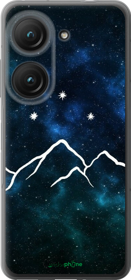 Силиконовый чехол Горы и звезды нарисованы на фоне галактики для Asus Zenfone 9 - 6490u-2842 изображение 