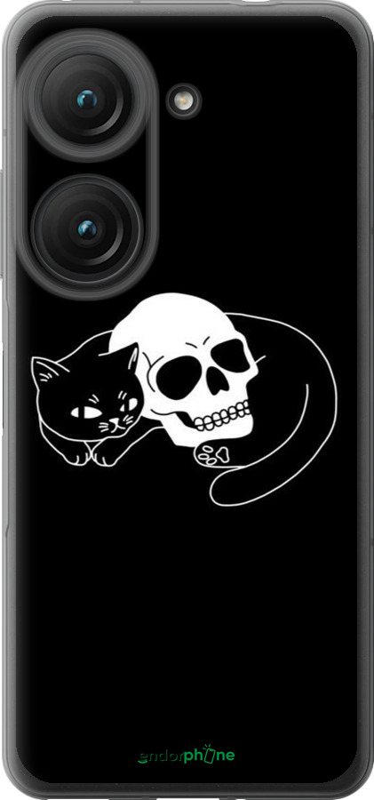 Силиконовый чехол С изображением кота и черепа для Asus Zenfone 9 - 6491u-2842 изображение 