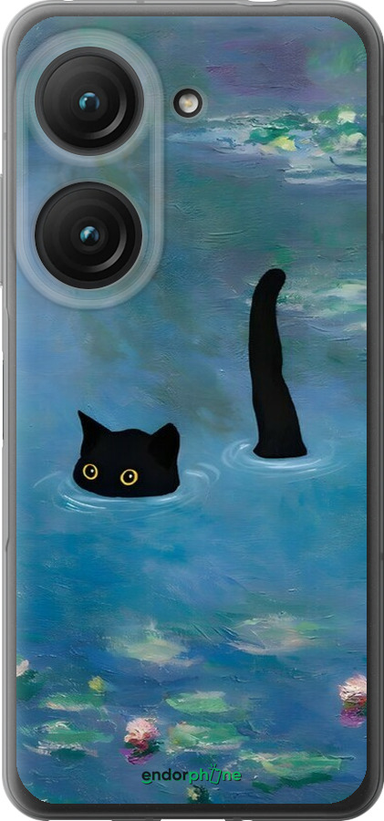 Силиконовый чехол С изображением кота и водяной лилии Monet для Asus Zenfone 9 - 6519u-2842 изображение 