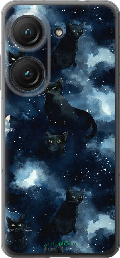 Силиконовый чехол Изображение Кошек с тёмной акварелью для Asus Zenfone 9 - 6521u-2842 изображение 