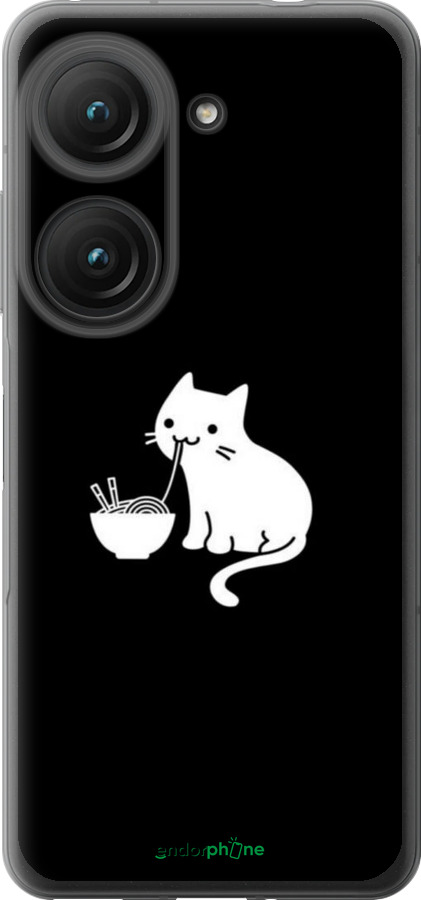 Силиконовый чехол С милым котом на черном фоне для Asus Zenfone 9 - 6528u-2842 изображение 