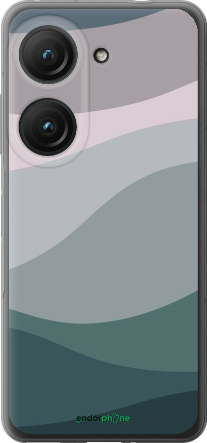 Силиконовый чехол С фиолетовым и бирюзовым ретро-стилем и волнами для Asus Zenfone 9 - 6533u-2842 изображение 