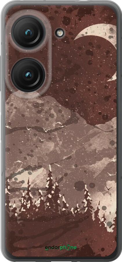 Силиконовый чехол С изображением лунного пейзажа в ночном лесу для Asus Zenfone 9 - 6546u-2842 изображение 