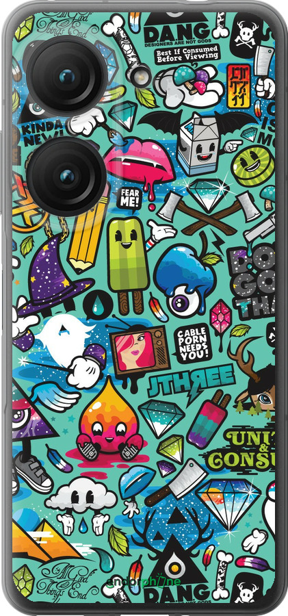 Силіконовий чехол Стікер бомбінг 1 для Asus Zenfone 9 - 693u-2842 изображение 