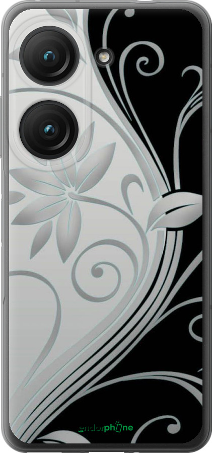 Силиконовый чехол Цветы на чёрно-белом фоне для Asus Zenfone 9 - 840u-2842 изображение 