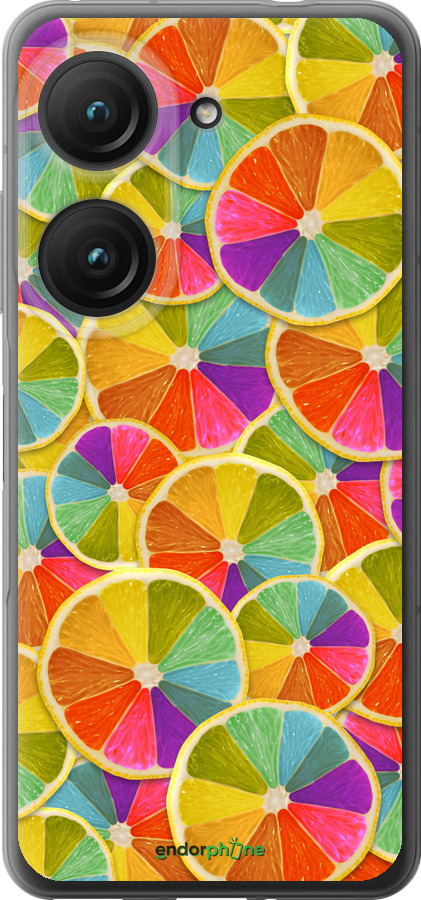 Силиконовый чехол Разноцветные дольки лимона для Asus Zenfone 9 - 861u-2842 изображение 