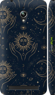 3D пластиковий матовий чехол Celestial Harmony: Sun & Moon Gold Mystic Pattern для Asus Zenfone Go ZC500TG - 6778m-160 изображение 
