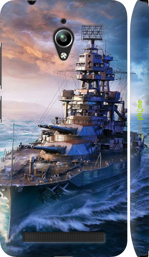 3D пластиковый матовый чехол Военный корабль, world of tanks, wargaming для Asus Zenfone Go ZC500TG - 6461m-160 изображение 