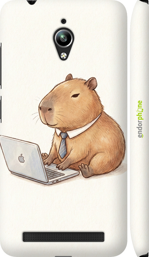 3D пластиковый матовый чехол Funny Capybara CEO Working для Asus Zenfone Go ZC500TG - 6777m-160 изображение 
