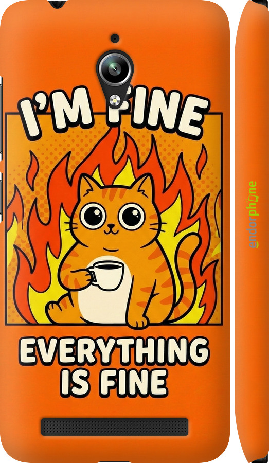 3D пластиковый матовый чехол Funny Cat для Asus Zenfone Go ZC500TG - 6786m-160 изображение 