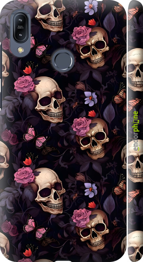 3D пластиковий матовий чехол Черепи та троянди для Asus Zenfone Max M2 ZB633KL - 6316m-1629 изображение 