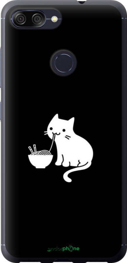 Силиконовый чехол С милым котом на черном фоне для Asus ZenFone Max Plus M1 ZB570TL - 6528u-1361 изображение 