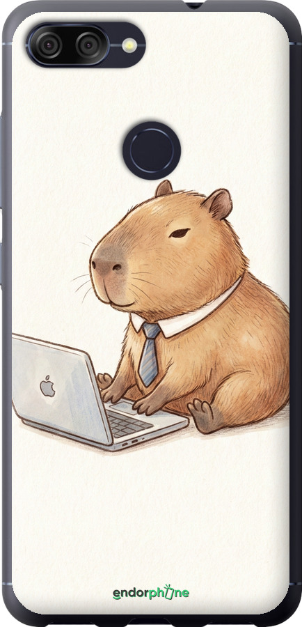 Силиконовый чехол Funny Capybara CEO Working для Asus ZenFone Max Plus M1 ZB570TL - 6777u-1361 изображение 