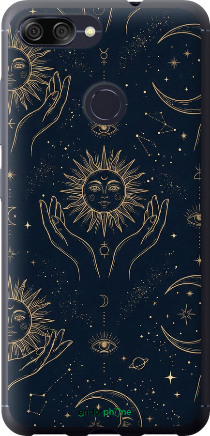 Силіконовий чехол Celestial Harmony: Sun & Moon Gold Mystic Pattern для Asus ZenFone Max Plus M1 ZB570TL - 6778u-1361 изображение 