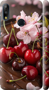 3D пластиковий матовий чехол Вишня у шоколаді для Asus Zenfone Max Pro M2 ZB631KL - 6698m-1641 изображение 