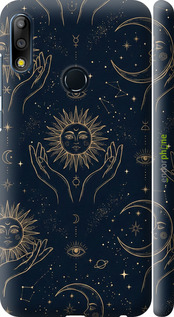 3D пластиковый матовый чехол Celestial Harmony: Sun & Moon Gold Mystic Pattern для Asus Zenfone Max Pro M2 ZB631KL - 6778m-1641 изображение 