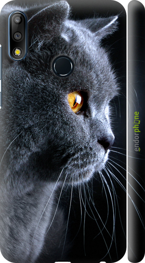 

3D пластиковий матовий чохол "Гарний кіт" для Asus Zenfone Max Pro M2 ZB631KL, Чорний