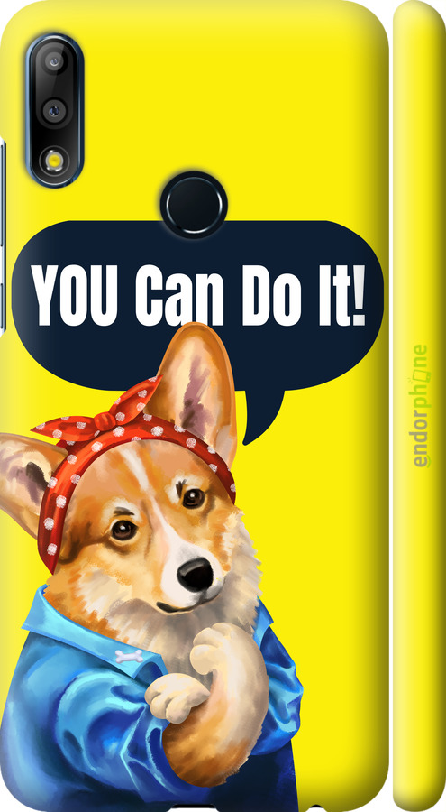3D пластиковий матовий чехол чехол с корги You Can Do It для Asus Zenfone Max Pro M2 ZB631KL - 6184m-1641 изображение 