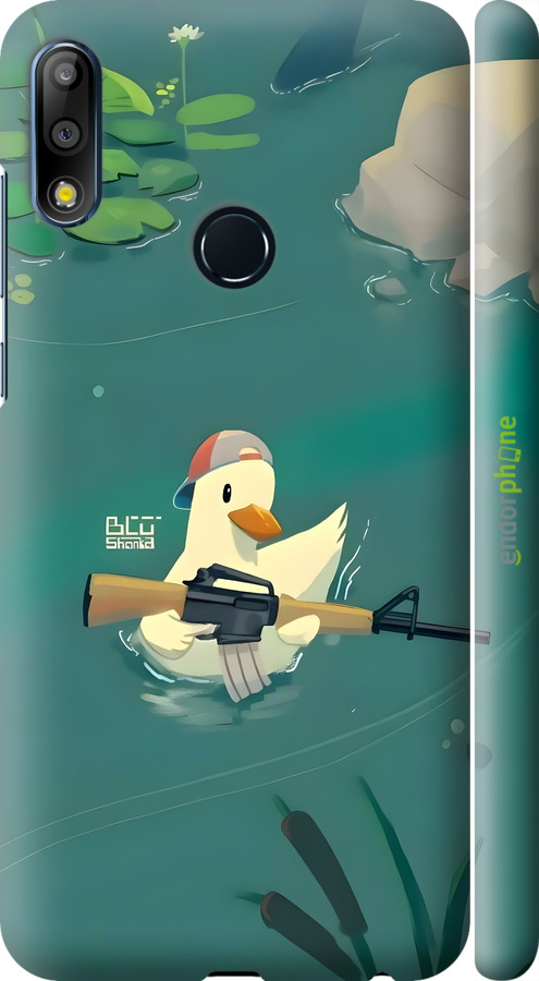 3D пластиковый матовый чехол Уточка с автоматом для Asus Zenfone Max Pro M2 ZB631KL - 6356m-1641 изображение 