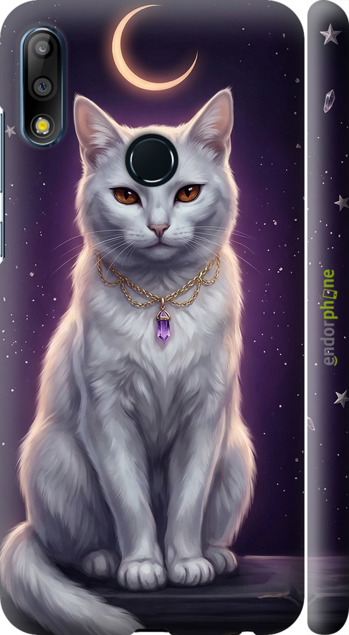 3D пластиковий матовий чехол Mystic White Cat Gothic Dark Purple Gold для Asus Zenfone Max Pro M2 ZB631KL - 6805m-1641 изображение 