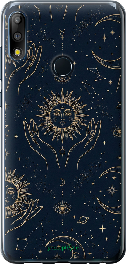 Силіконовий чехол Celestial Harmony: Sun & Moon Gold Mystic Pattern для Asus Zenfone Max Pro M2 ZB631KL - 6778u-1641 изображение 