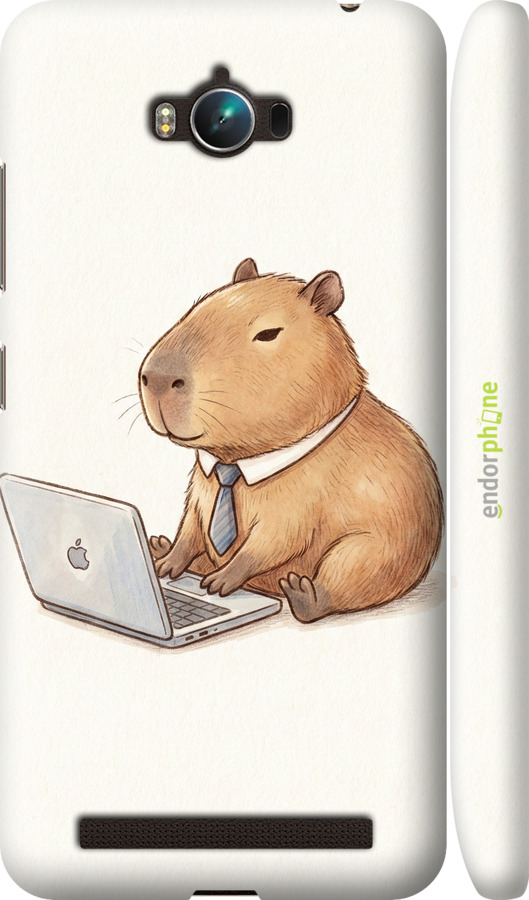 3D пластиковый матовый чехол Funny Capybara CEO Working для Asus ZenFone Max ZC550KL - 6777m-271 изображение 