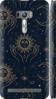 3D пластиковый матовый чехол 'Celestial Harmony: Sun & Moon Gold Mystic Pattern' для Asus ZenFone Selfie ZD551KL изображение 3