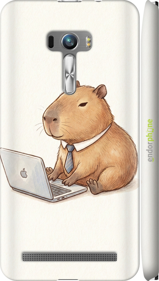 3D пластиковый матовый чехол Funny Capybara CEO Working для Asus ZenFone Selfie ZD551KL - 6777m-116 изображение 