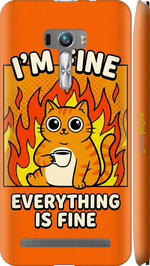 3D пластиковий матовий чехол Funny Cat для Asus ZenFone Selfie ZD551KL - 6786m-116 изображение 