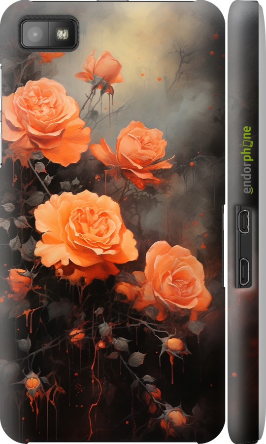 3D пластиковый глянцевый чехол Оранжевые розы для Blackberry Z10 - 5944c-392 изображение 