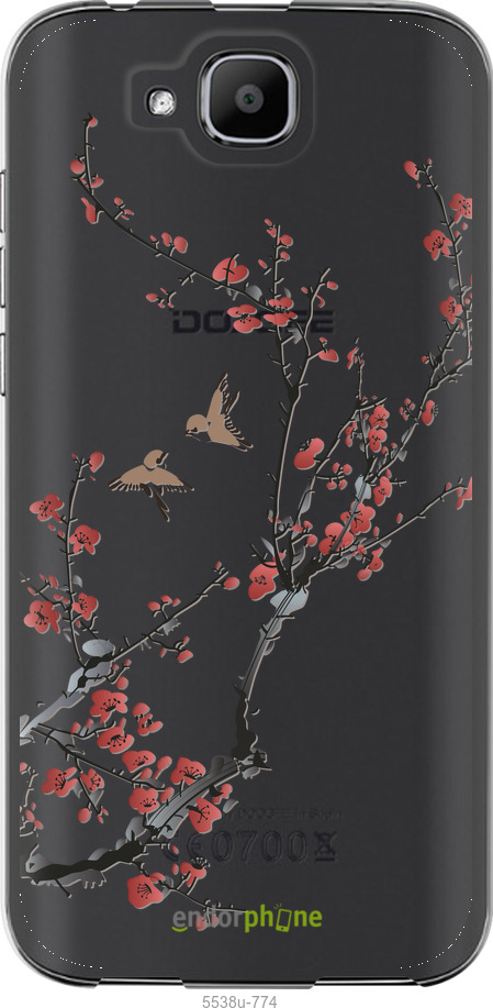 Силиконовый чехол Сакура v2 для Doogee X9 mini - 5538u-774 изображение 