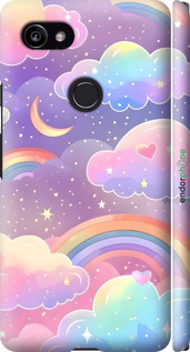 3D пластиковый матовый чехол Облака и радуга для Google PixeL 2 XL - 6312m-1643 изображение 