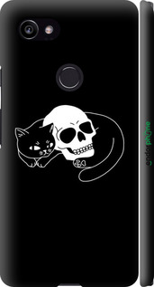 3D пластиковый матовый чехол С изображением кота и черепа для Google PixeL 2 XL - 6491m-1643 изображение 
