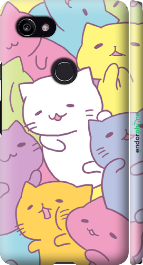 

3D пластиковий матовий чохол "Кошенята " для Google PixeL 2 XL, Білий
