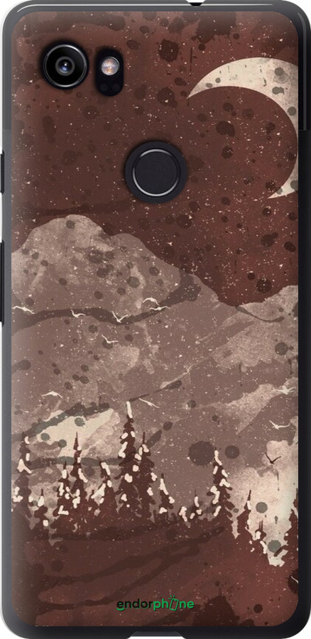 2D пластиковый чехол С изображением лунного пейзажа в ночном лесу для Google PixeL 2 XL - 6546t-1643 изображение 