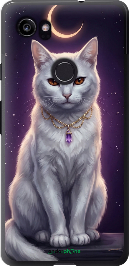 2D пластиковий чехол Mystic White Cat Gothic Dark Purple Gold для Google PixeL 2 XL - 6805t-1643 изображение 