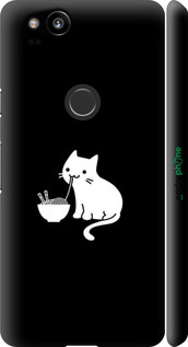 3D пластиковый матовый чехол С милым котом на черном фоне для Google Pixel 2 - 6528m-1075 изображение 