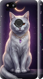 3D пластиковый матовый чехол Mystic White Cat Gothic Dark Purple Gold для Google Pixel 2 - 6805m-1075 изображение 