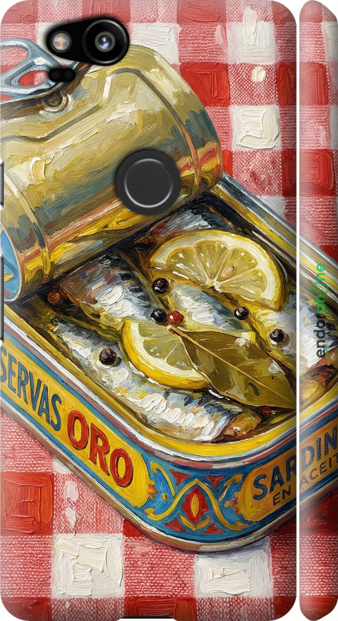 3D пластиковый матовый чехол Vintage Sardine Tin Phone для Google Pixel 2 - 6772m-1075 изображение 