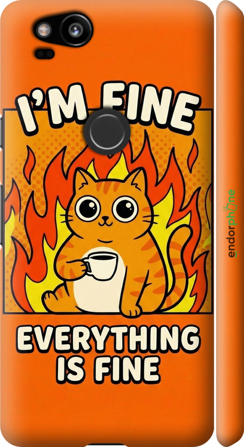 3D пластиковый матовый чехол Funny Cat для Google Pixel 2 - 6786m-1075 изображение 