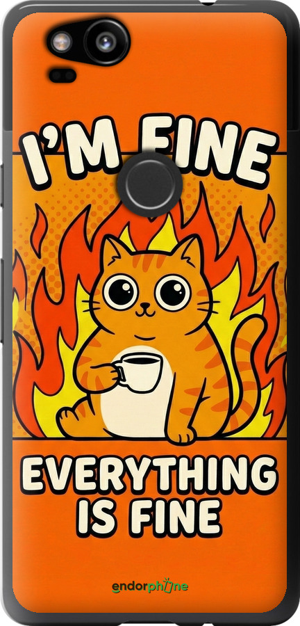 2D пластиковый чехол Funny Cat для Google Pixel 2 - 6786t-1075 изображение 