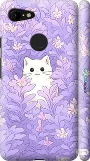 3D пластиковий матовий чехол Котик в цветах для Google Pixel 3 XL - 6390m-1523 изображение 