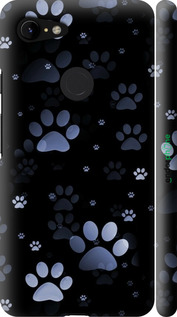 3D пластиковий матовий чехол З синіми відбитками лап для Google Pixel 3 XL - 6441m-1523 изображение 