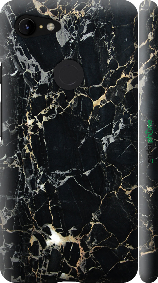 

3D-Kunststoff-Matte Hülle Schwarzer Marmor" für Google Pixel 3 XL", Schwarz
