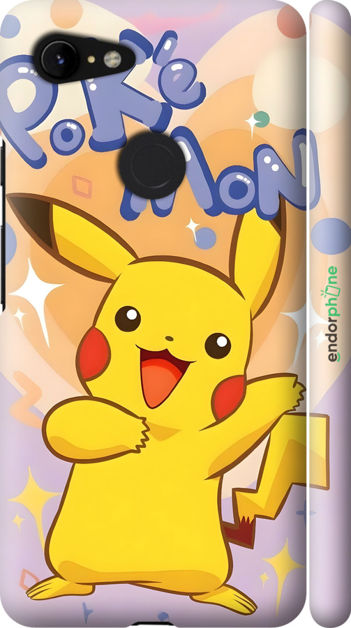 3D пластиковий матовий чехол Пикачу для Google Pixel 3 XL - 6383m-1523 изображение 