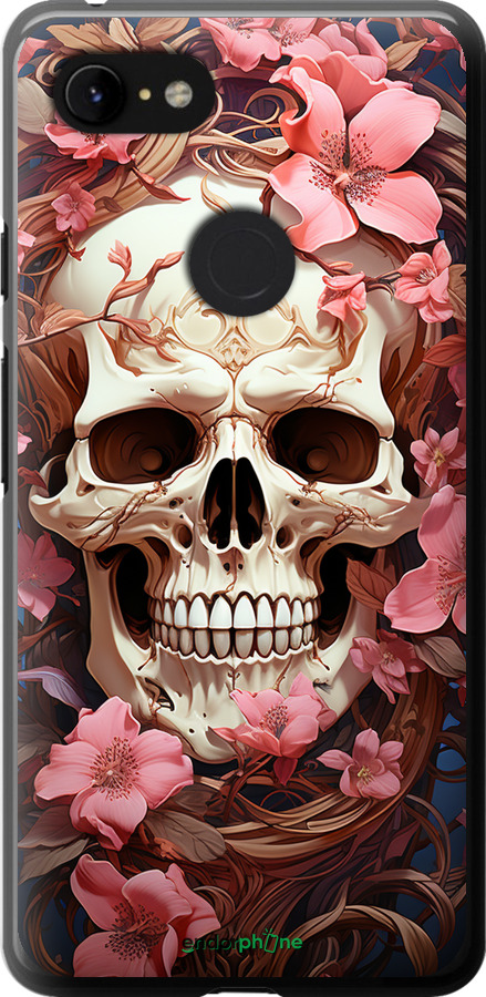 2D пластиковый чехол Череп в розовых цветах для Google Pixel 3 XL - 5965t-1523 изображение 