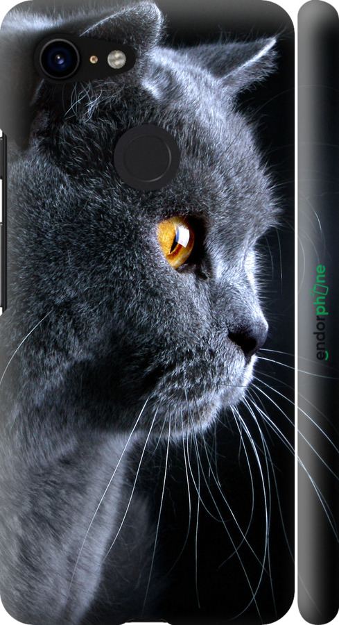 

3D пластиковий матовий чохол "Гарний кіт" для Google Pixel 3, Чорний