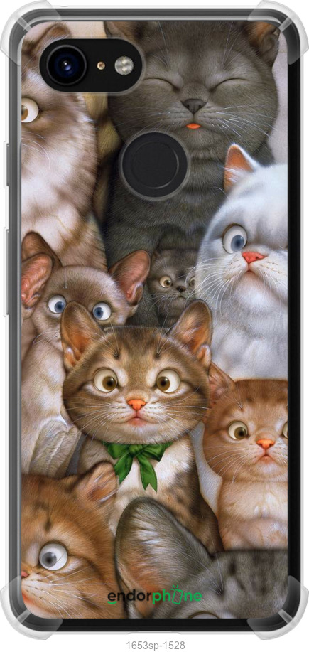 

Силіконовий протиударний с посиленими кутами чохол "Коти" для Google Pixel 3