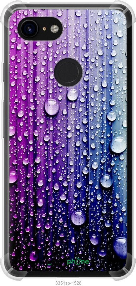 

Силіконовий протиударний с посиленими кутами чохол "Краплини води" для Google Pixel 3, Синій